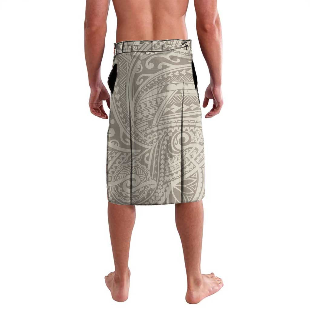 Tahitian Tiare Flower Lavalava Beige Polynesian Pattern