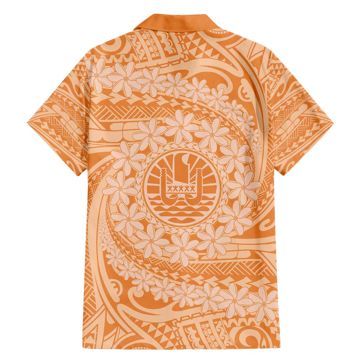 Tahitian Tiare Flower Family Matching Off The Shoulder Long Sleeve Dress and Hawaiian Shirt Gold Polynesian Pattern