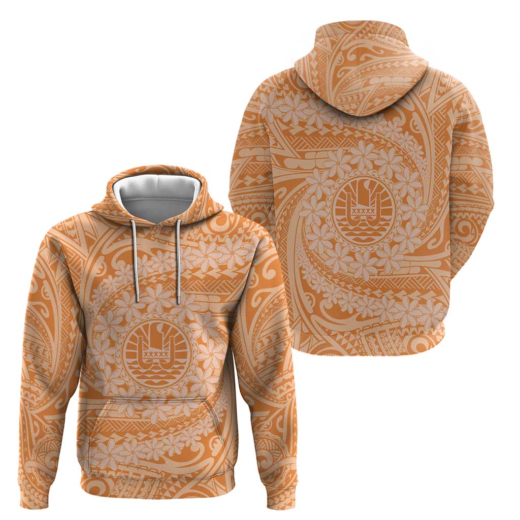 Tahitian Tiare Flower Hoodie Gold Polynesian Pattern