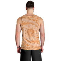 Tahitian Tiare Flower Men Tank Top Gold Polynesian Pattern