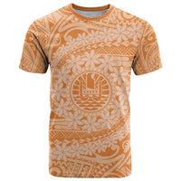 Tahitian Tiare Flower T Shirt Gold Polynesian Pattern