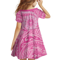 Tahitian Tiare Flower Family Matching Long Sleeve Bodycon Dress and Hawaiian Shirt Pink Polynesian Pattern