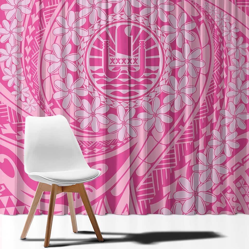 Tahitian Tiare Flower Window Curtain Pink Polynesian Pattern