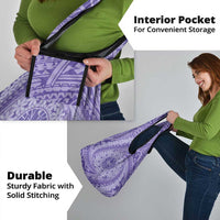 Tahitian Tiare Flower Grocery Bag Violet Polynesian Pattern