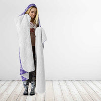 Tahitian Tiare Flower Hooded Blanket Violet Polynesian Pattern