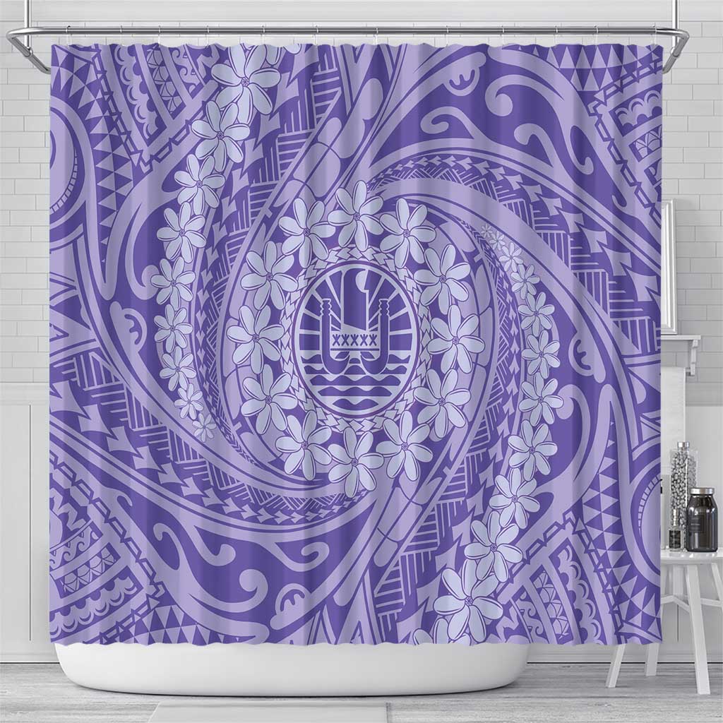 Tahitian Tiare Flower Shower Curtain Violet Polynesian Pattern