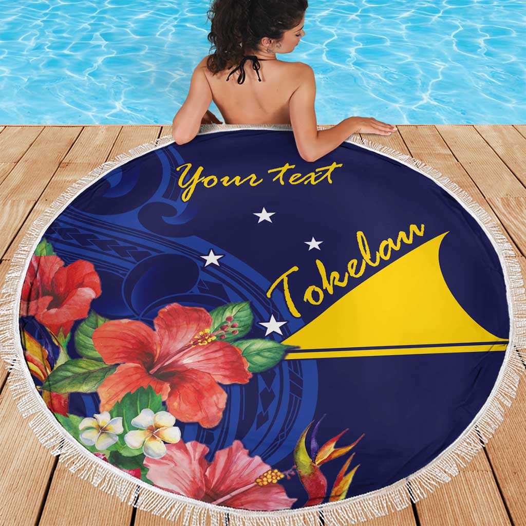 Personalised Tokelau Tropical Hibiscus Beach Blanket With Polynesian Plumeria Tattoo