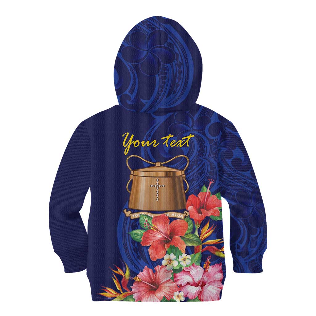 Personalised Tokelau Tropical Hibiscus Kid Hoodie With Polynesian Plumeria Tattoo LT9 - Polynesian Pride