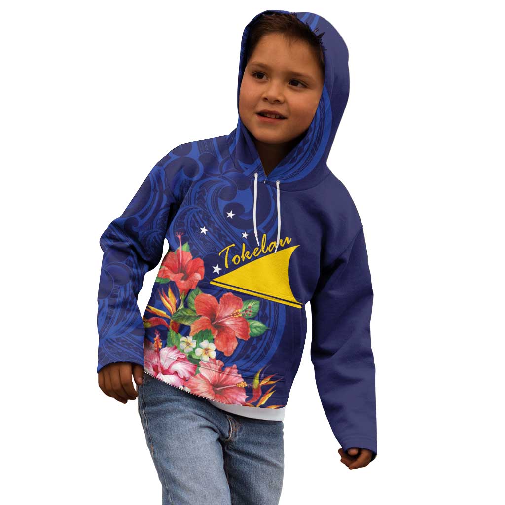 Personalised Tokelau Tropical Hibiscus Kid Hoodie With Polynesian Plumeria Tattoo LT9 - Polynesian Pride