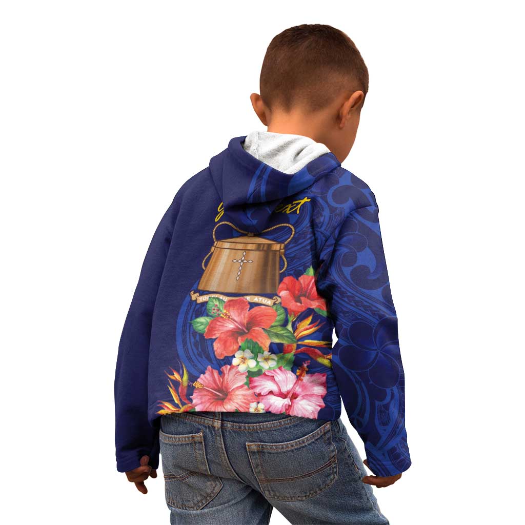Personalised Tokelau Tropical Hibiscus Kid Hoodie With Polynesian Plumeria Tattoo LT9 - Polynesian Pride