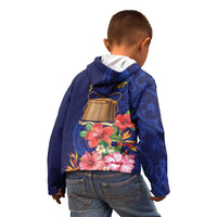 Personalised Tokelau Tropical Hibiscus Kid Hoodie With Polynesian Plumeria Tattoo LT9 - Polynesian Pride