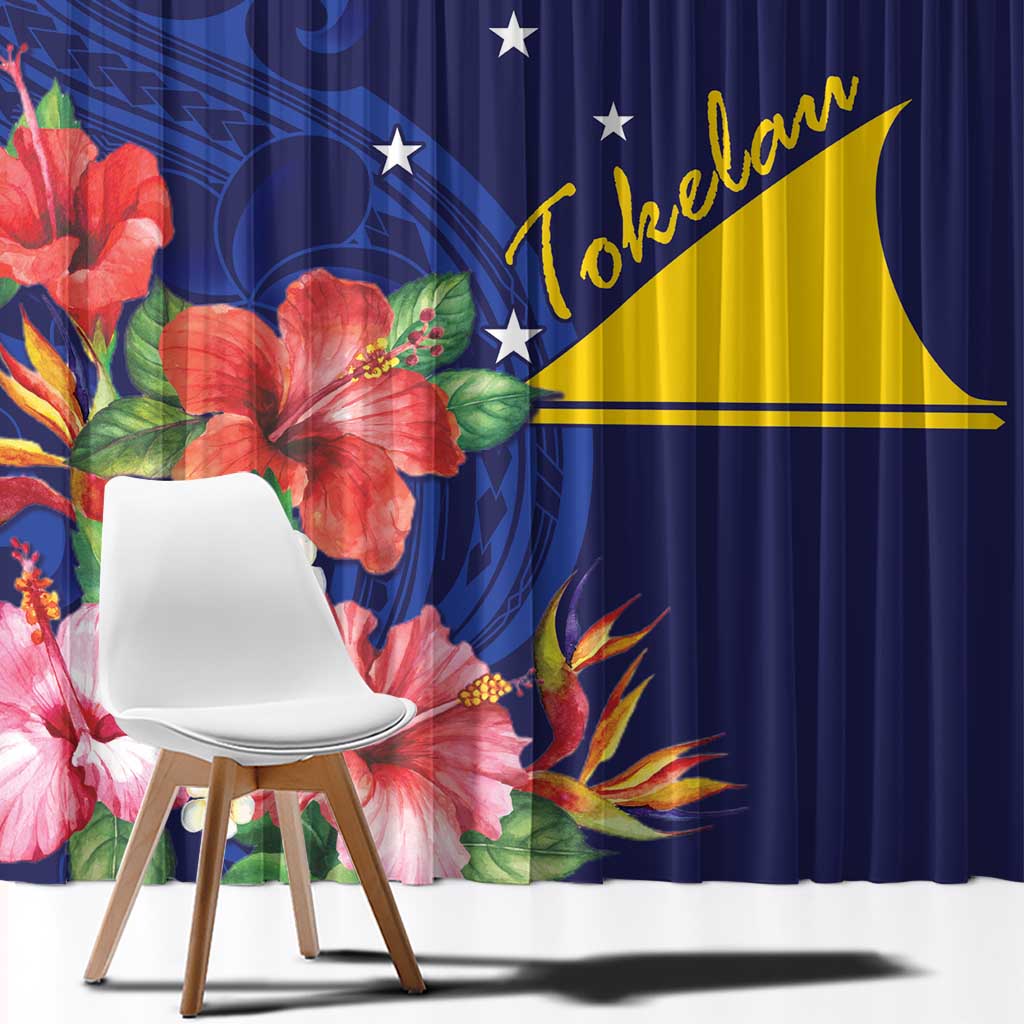 Personalised Tokelau Tropical Hibiscus Window Curtain With Polynesian Plumeria Tattoo