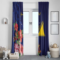 Personalised Tokelau Tropical Hibiscus Window Curtain With Polynesian Plumeria Tattoo