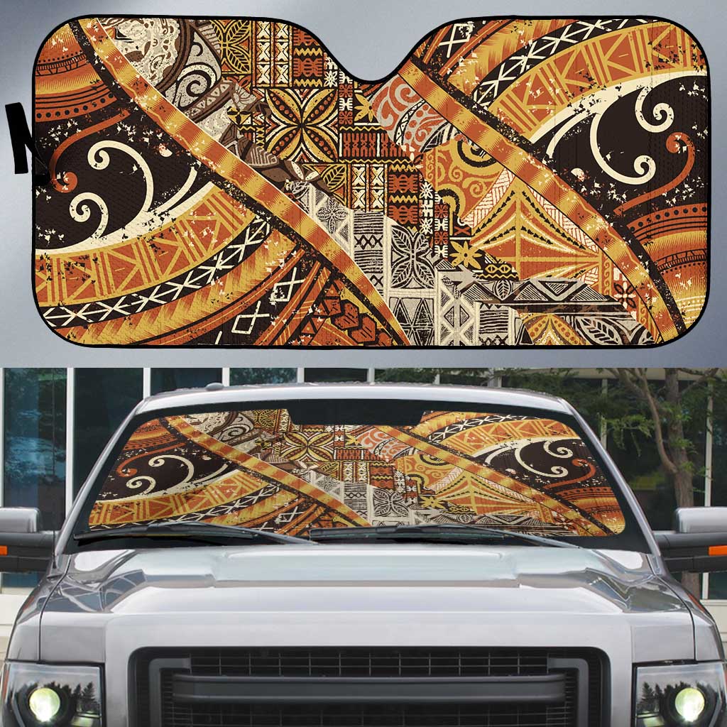 Hawaiian Style Tapa Auto Sun Shade Vintage Seamless Pattern - Polynesian Pride