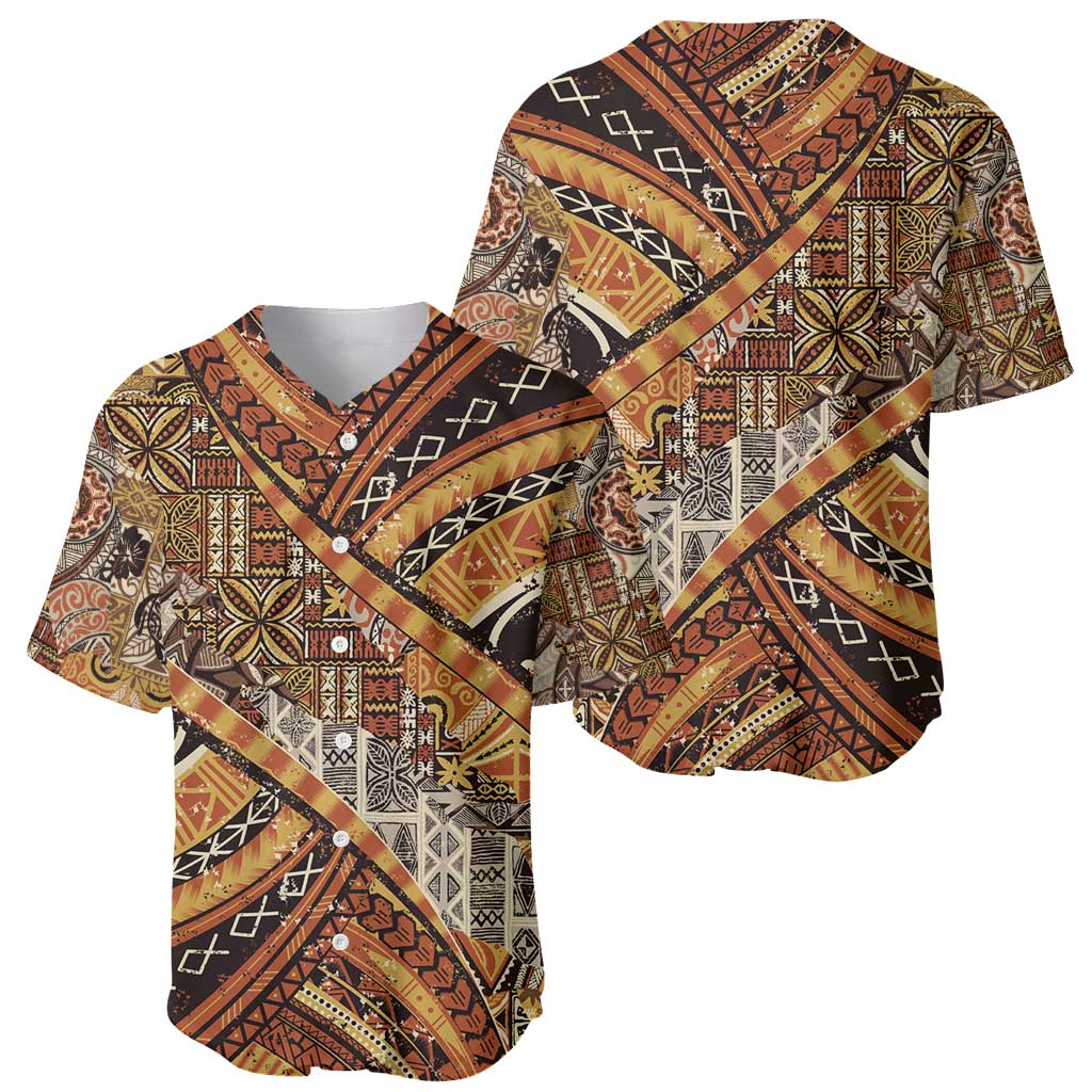 Hawaiian Style Tapa Baseball Jersey Vintage Seamless Pattern - Polynesian Pride