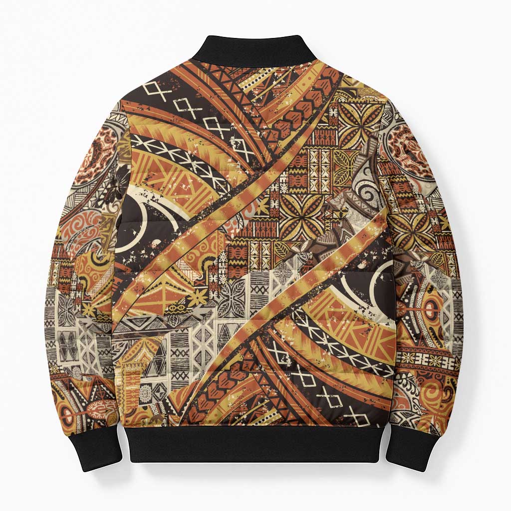 Hawaiian Style Tapa Bomber Puffer Jacket Vintage Seamless Pattern - Polynesian Pride