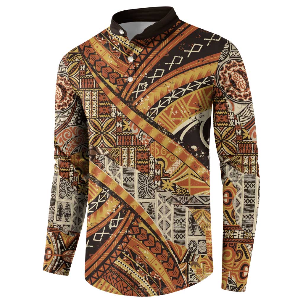 Hawaiian Style Tapa Button Sweatshirt Vintage Seamless Pattern - Polynesian Pride