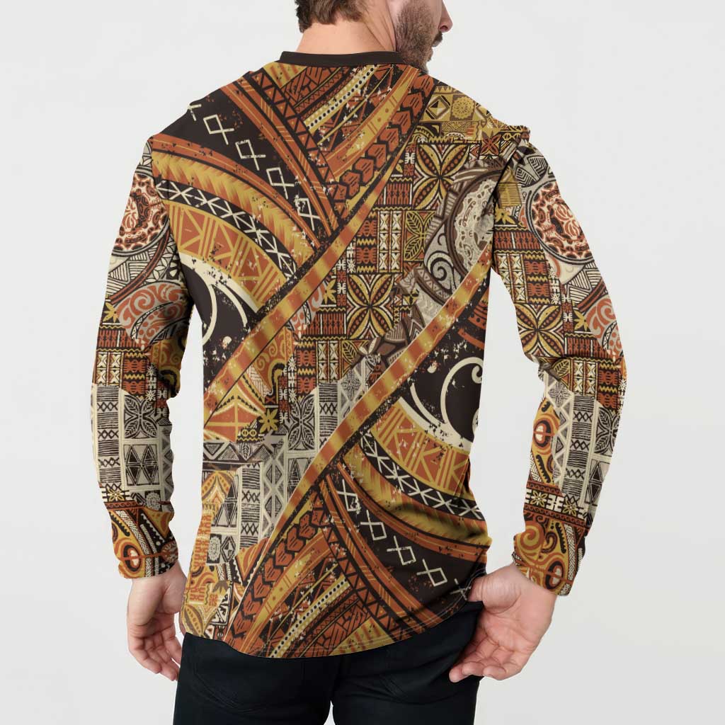Hawaiian Style Tapa Button Sweatshirt Vintage Seamless Pattern - Polynesian Pride