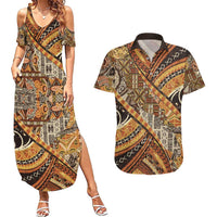 Hawaiian Style Tapa Couples Matching Summer Maxi Dress and Hawaiian Shirt Vintage Seamless Pattern - Polynesian Pride