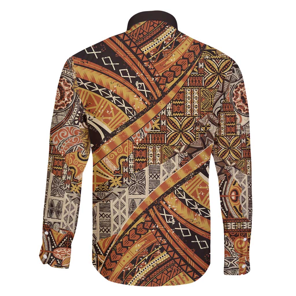 Hawaiian Style Tapa Family Matching Long Sleeve Bodycon Dress and Hawaiian Shirt Vintage Seamless Pattern - Polynesian Pride