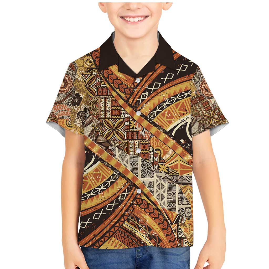 Hawaiian Style Tapa Family Matching Mermaid Dress and Hawaiian Shirt Vintage Seamless Pattern - Polynesian Pride