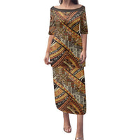 Hawaiian Style Tapa Family Matching Puletasi and Hawaiian Shirt Vintage Seamless Pattern - Polynesian Pride