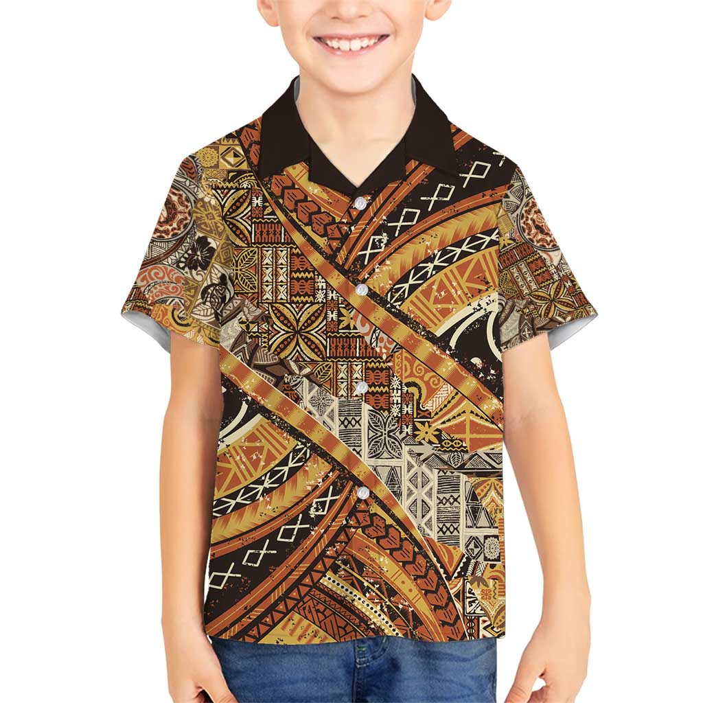 Hawaiian Style Tapa Family Matching Puletasi and Hawaiian Shirt Vintage Seamless Pattern - Polynesian Pride