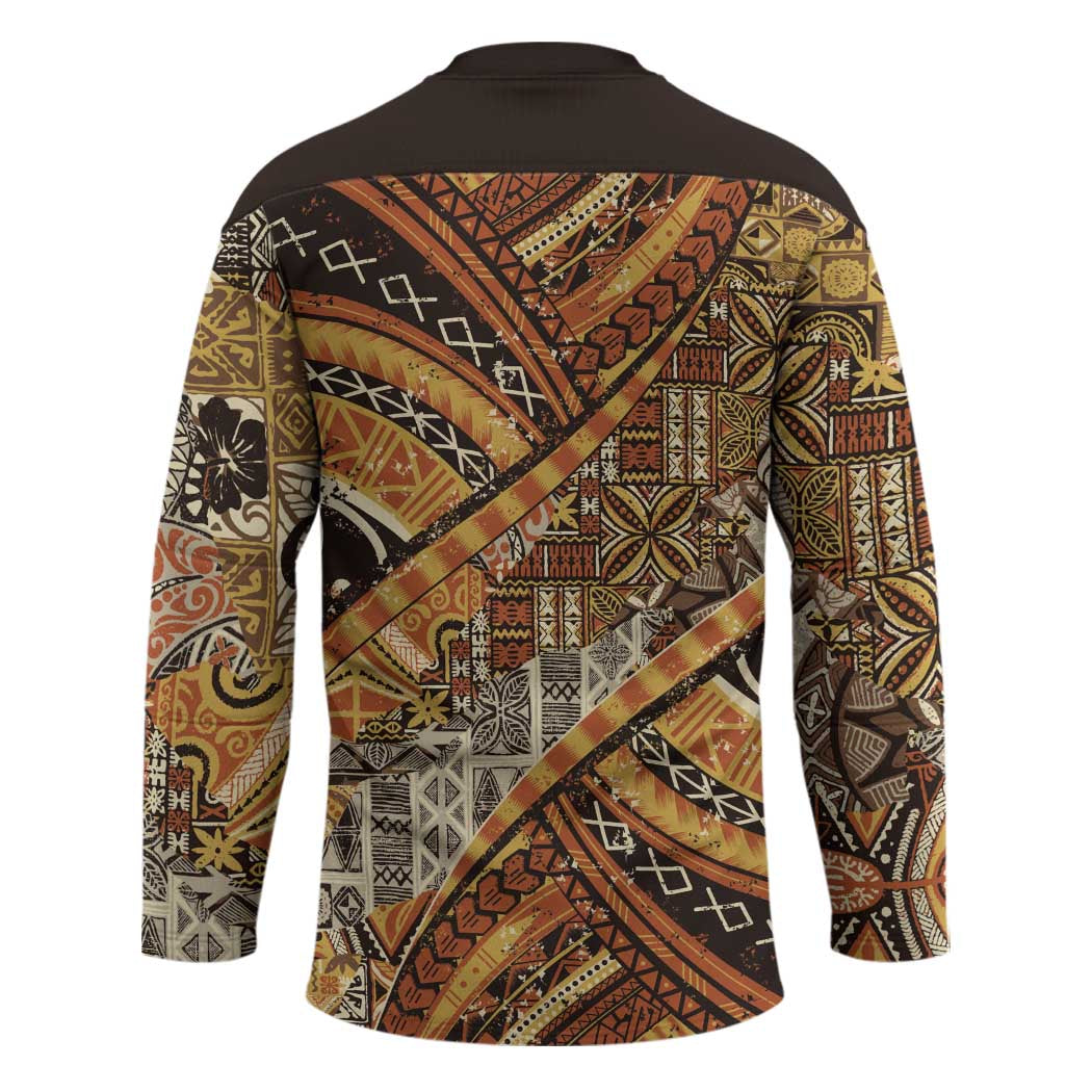 Hawaiian Style Tapa Hockey Jersey Vintage Seamless Pattern - Polynesian Pride