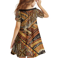 Hawaiian Style Tapa Kid Short Sleeve Dress Vintage Seamless Pattern LT9 - Polynesian Pride