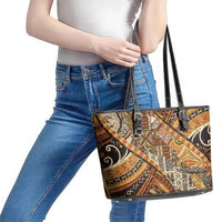 Hawaiian Style Tapa Leather Tote Bag Vintage Seamless Pattern - Polynesian Pride