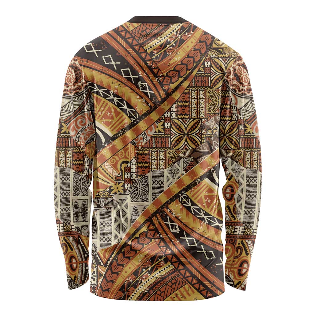 Hawaiian Style Tapa Long Sleeve Shirt Vintage Seamless Pattern - Polynesian Pride