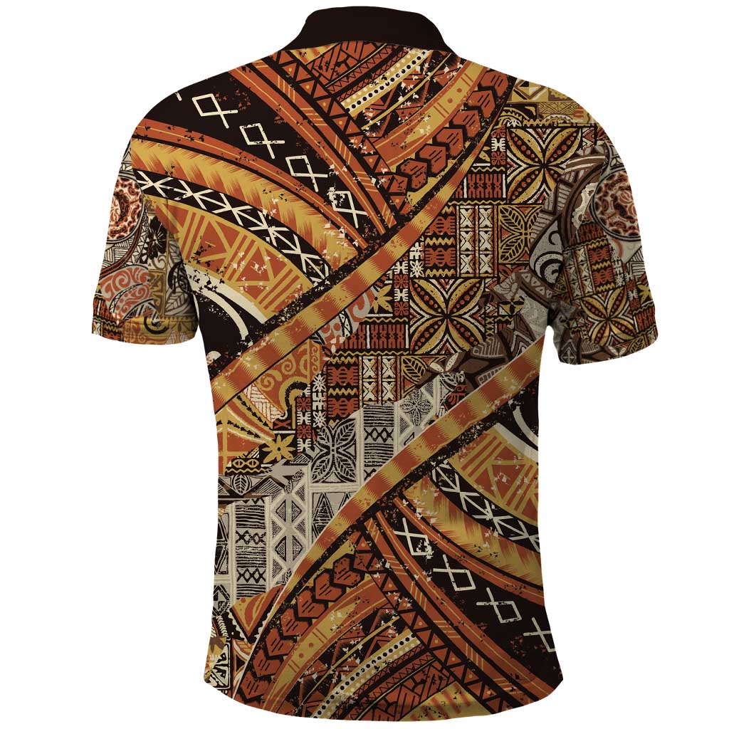 Hawaiian Style Tapa Polo Shirt Vintage Seamless Pattern - Polynesian Pride