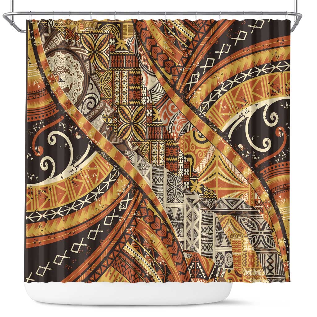 Hawaiian Style Tapa Shower Curtain Vintage Seamless Pattern - Polynesian Pride