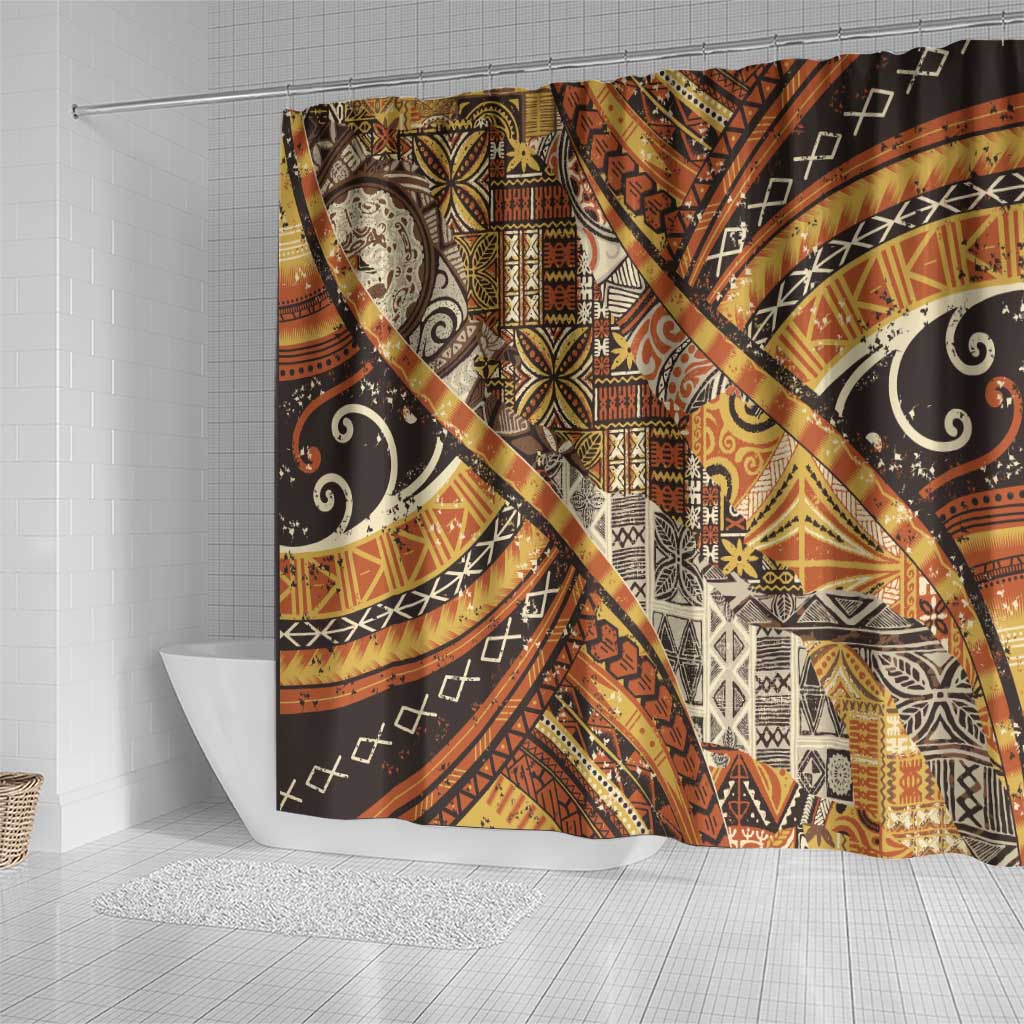 Hawaiian Style Tapa Shower Curtain Vintage Seamless Pattern - Polynesian Pride