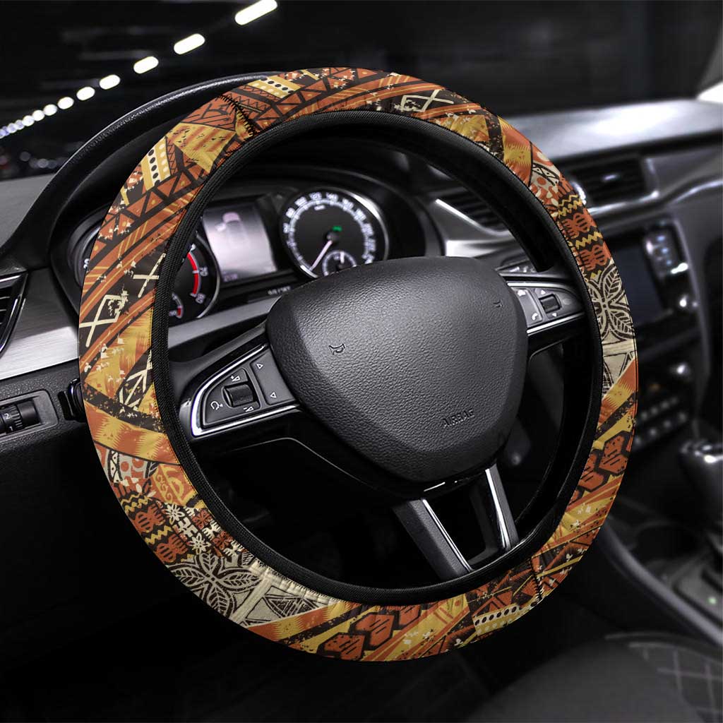 Hawaiian Style Tapa Steering Wheel Cover Vintage Seamless Pattern - Polynesian Pride