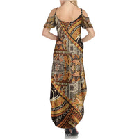 Hawaiian Style Tapa Summer Maxi Dress Vintage Seamless Pattern - Polynesian Pride