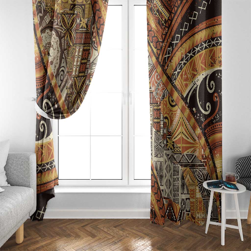 Hawaiian Style Tapa Window Curtain Vintage Seamless Pattern - Polynesian Pride