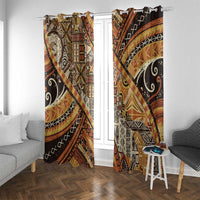 Hawaiian Style Tapa Window Curtain Vintage Seamless Pattern - Polynesian Pride