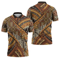 Hawaiian Style Tapa Zipper Polo Shirt Vintage Seamless Pattern - Polynesian Pride