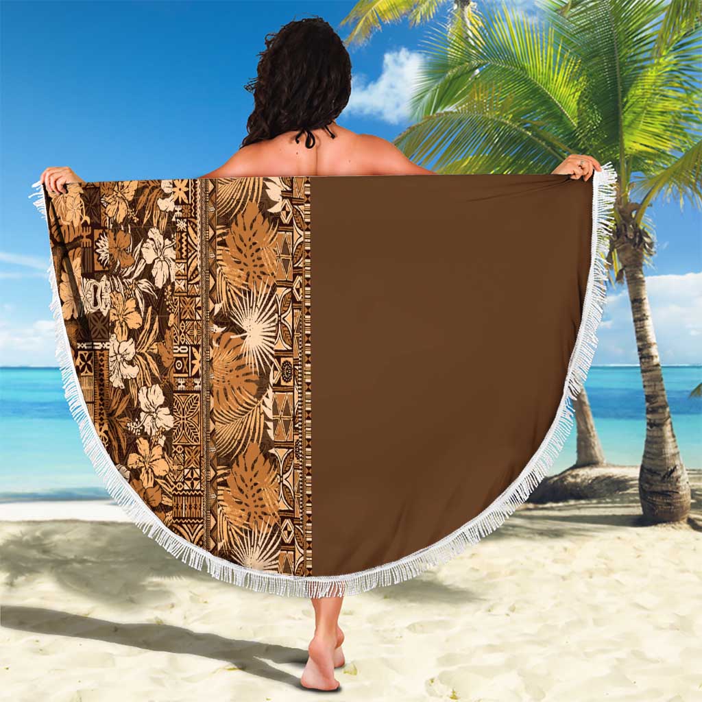 Hawaiian Tribal Elements Hibiscus Beach Blanket Gold Pattern - Polynesian Pride