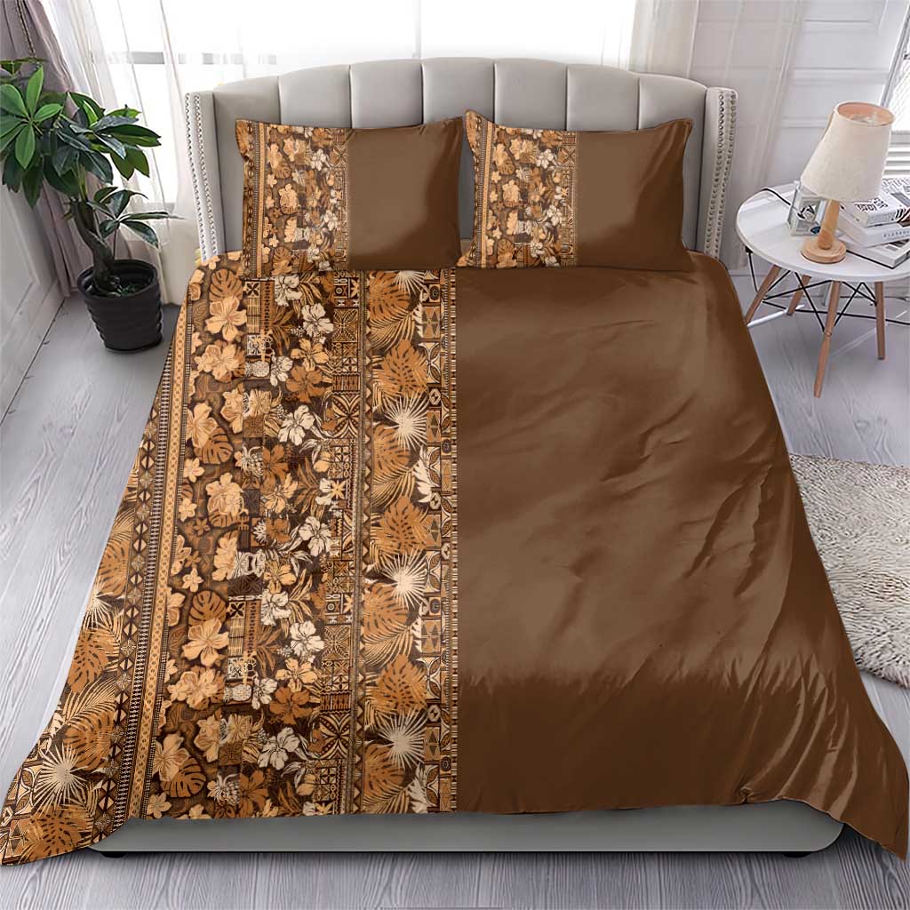 Hawaiian Tribal Elements Hibiscus Bedding Set Gold Pattern - Polynesian Pride