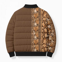 Hawaiian Tribal Elements Hibiscus Bomber Puffer Jacket Gold Pattern - Polynesian Pride