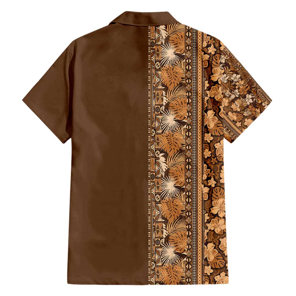 Hawaiian Tribal Elements Hibiscus Hawaiian Shirt Gold Pattern - Polynesian Pride