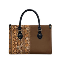 Hawaiian Tribal Elements Hibiscus Leather Bag Gold Pattern - Polynesian Pride