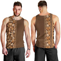 Hawaiian Tribal Elements Hibiscus Men Tank Top Gold Pattern - Polynesian Pride