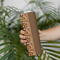 Hawaiian Tribal Elements Hibiscus Skinny Tumbler Gold Pattern - Polynesian Pride