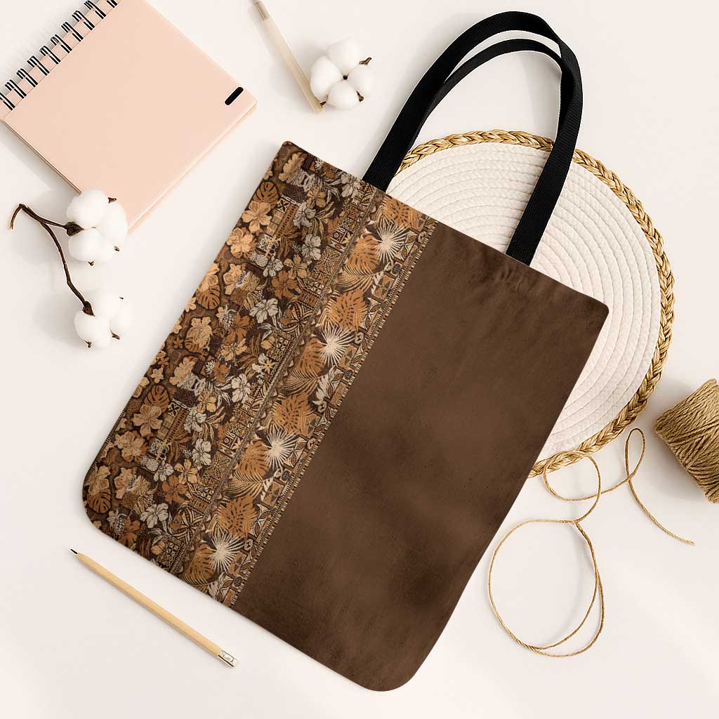 Hawaiian Tribal Elements Hibiscus Tote Bag Gold Pattern - Polynesian Pride
