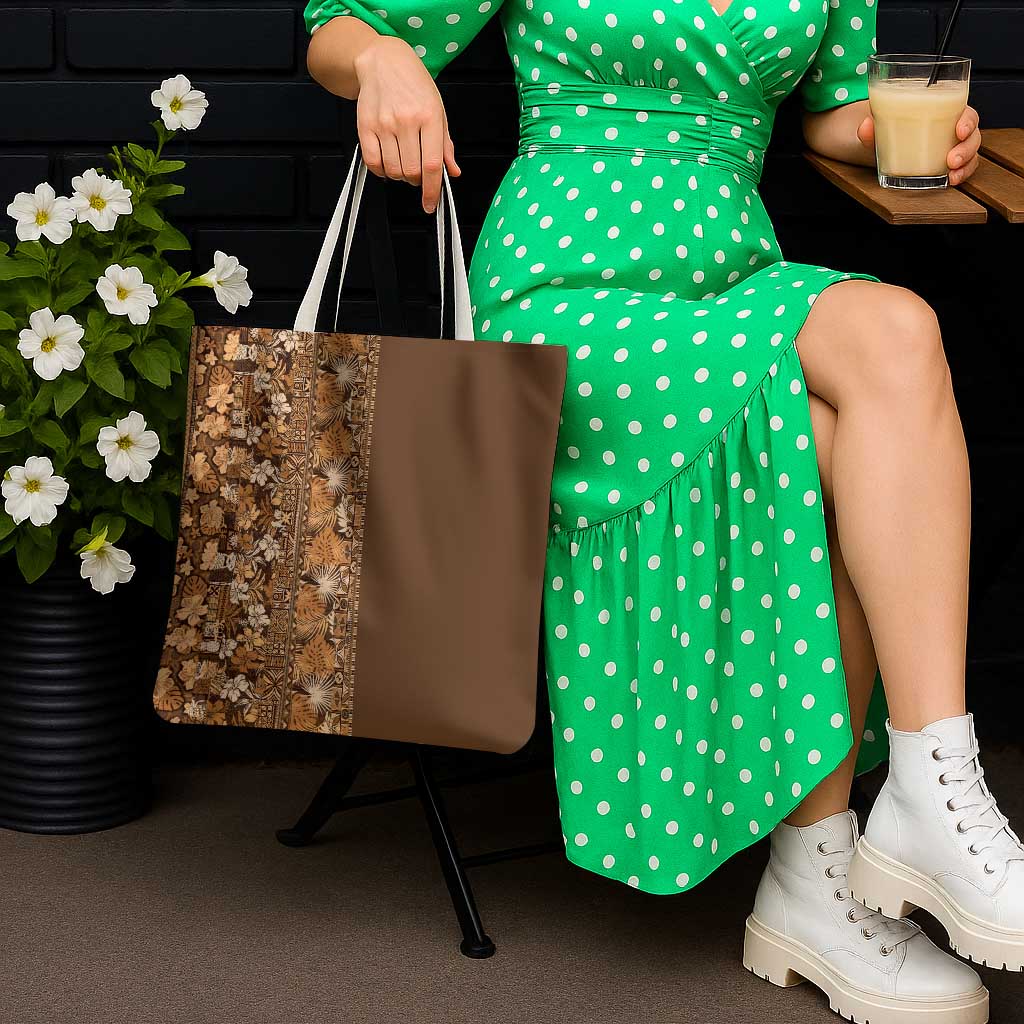 Hawaiian Tribal Elements Hibiscus Tote Bag Gold Pattern - Polynesian Pride