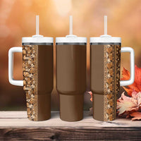 Hawaiian Tribal Elements Hibiscus Tumbler With Handle Gold Pattern - Polynesian Pride