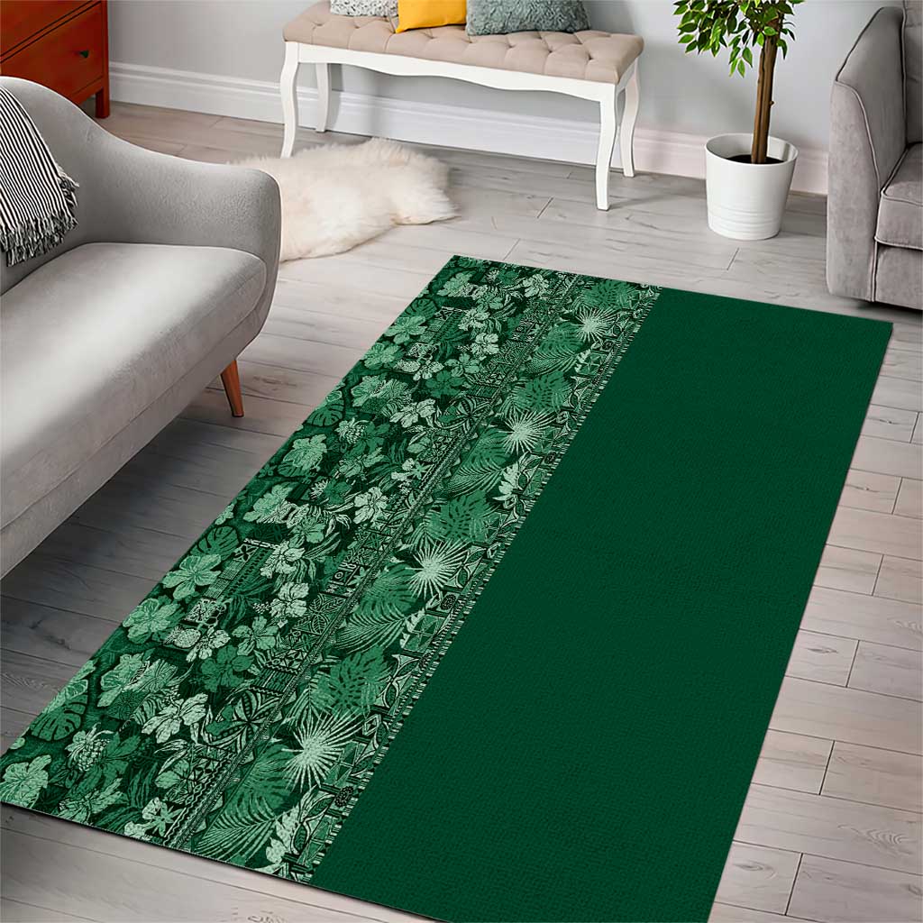 Hawaiian Tribal Elements Hibiscus Area Rug Green Pattern - Polynesian Pride